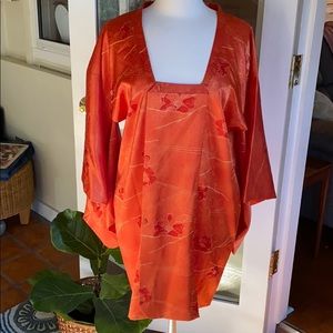 Authentic Kimono Jacket Jewel Orange Japan